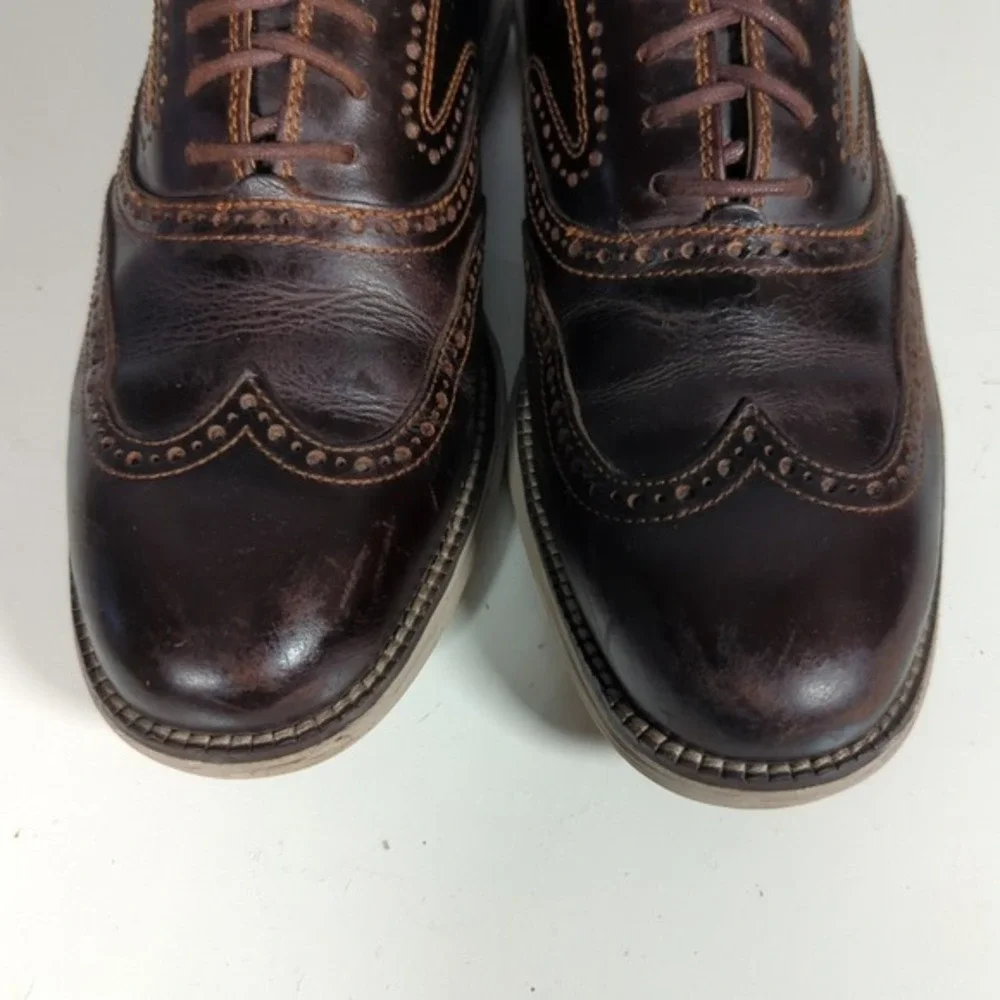 Cole Haan Grand IS Wingtip Oxfords Mens Shoes 8M White Sole Dark‎ Brown